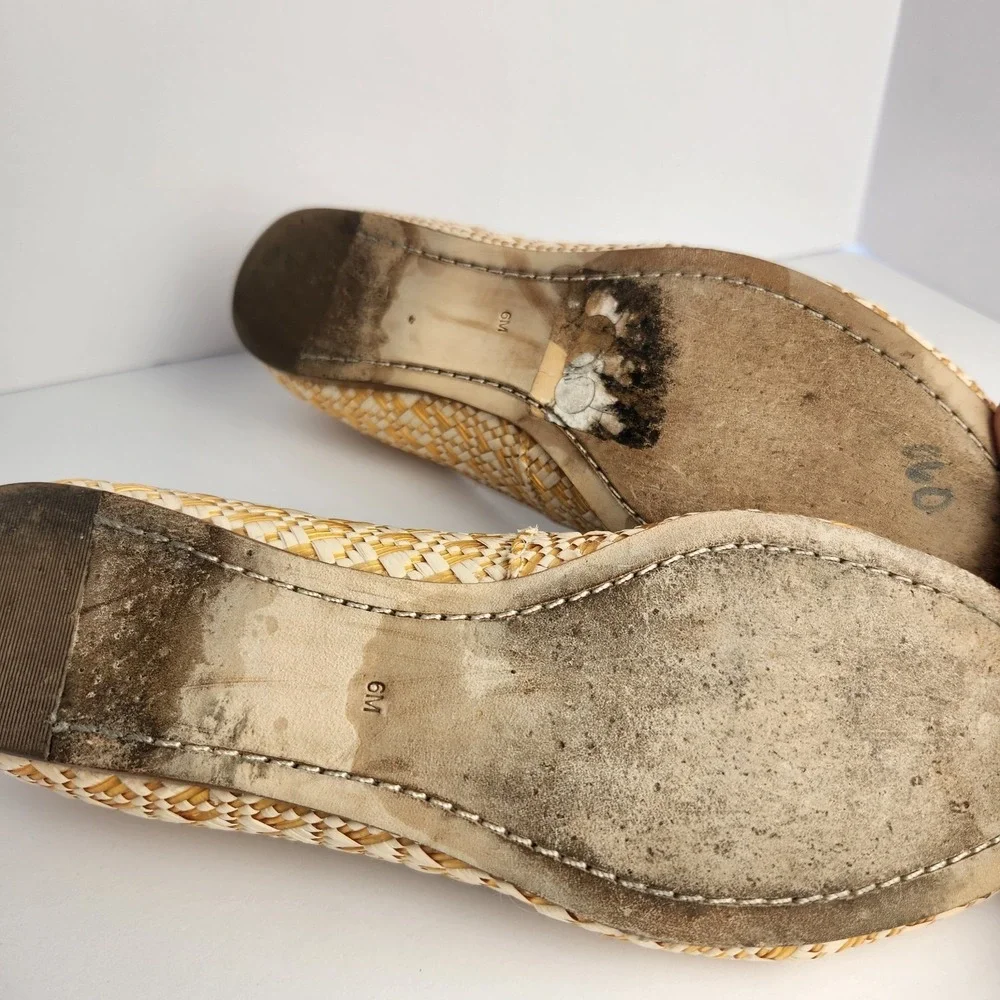 Jack Rogers Worth II Women's Flats Gold Raffia Shoes Size‎ 6M